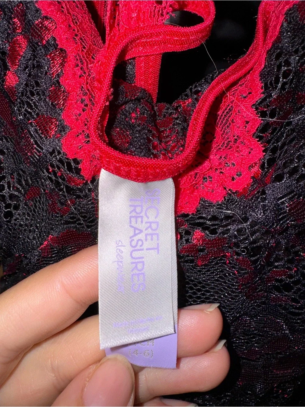 Secret Treasures Red & Black Lace Chemise